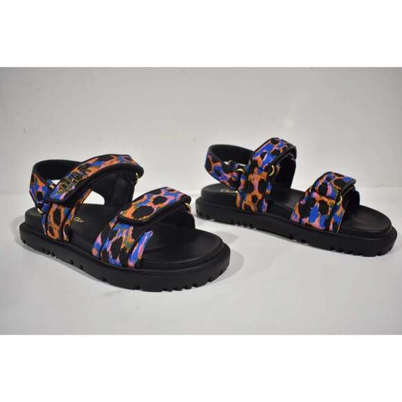 Christian Dior Act Dway Mizza Black Silk Gold Logo Strap Flat Dad Sandal 40 - Picture 4 of 12